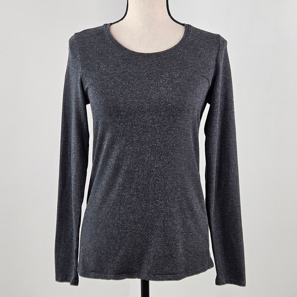 Eileen Fisher Long Sleeve Gray Jersey Crew Neck Top | Women's Small | MINOR FLAW